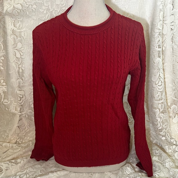 knitty gritty knits Sweaters - Red Cable Knit Sweater Knitty Gritty Knits